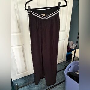 Anthropologie Dolan Black Gauze wide leg Pants with Silver Waist Trim